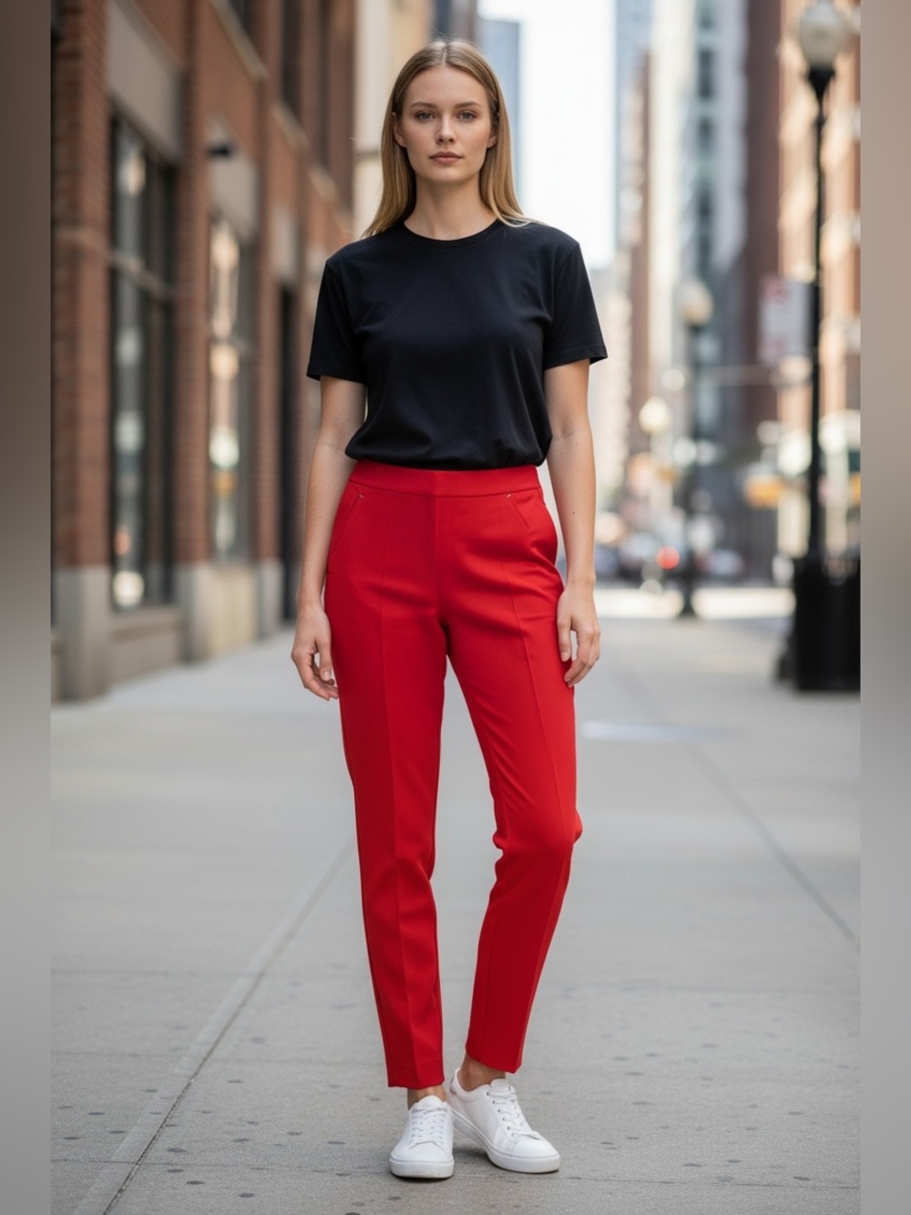 NWT Chico’s So Slimming Juliet Slim Leg Pants Red Size US 16R Pull On Stretch